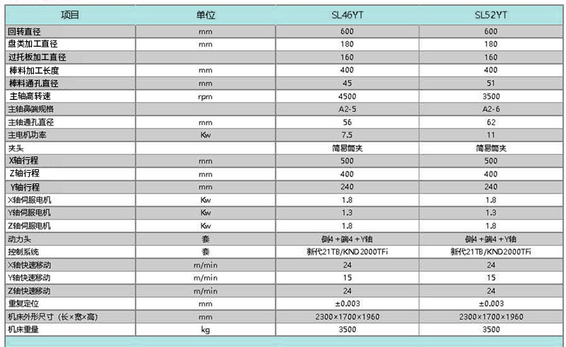 SL46YT SL52YT高速精密車銑復合機床